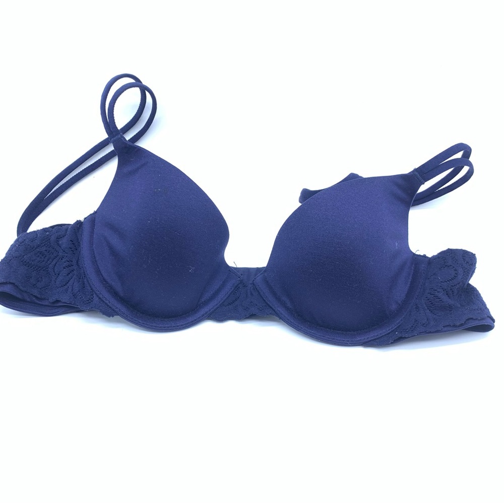 32aa Aerie Sunnie Demi Lightly Lined Bra Blue Underwire Lace